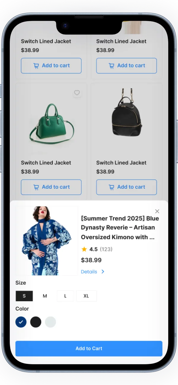 SimiCart demo app screen 1