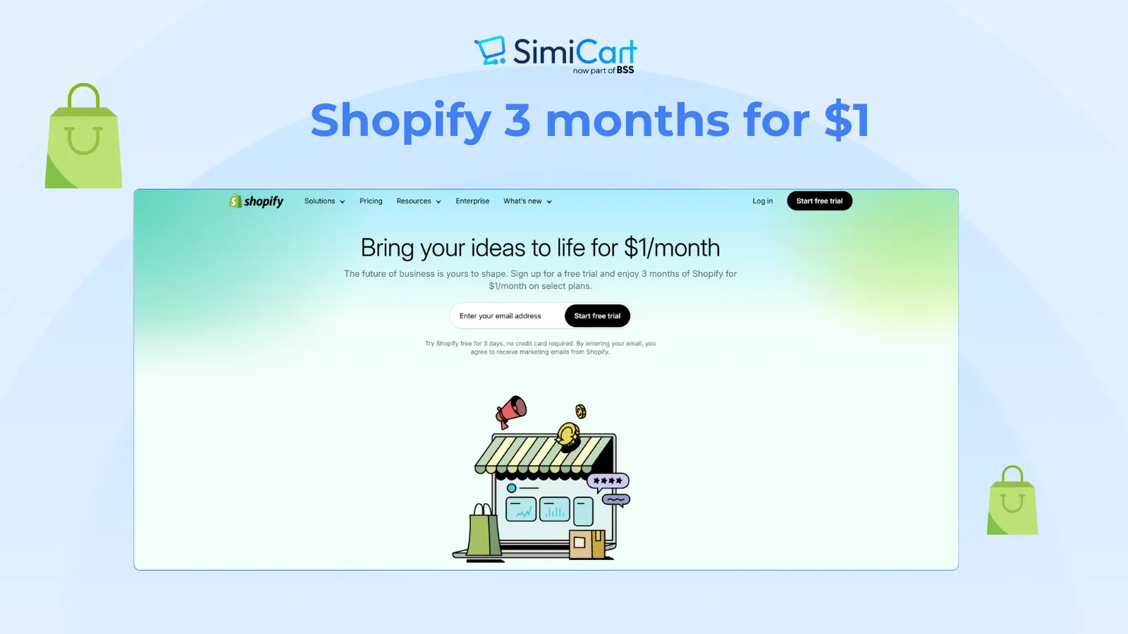 shopify 3 months for $1