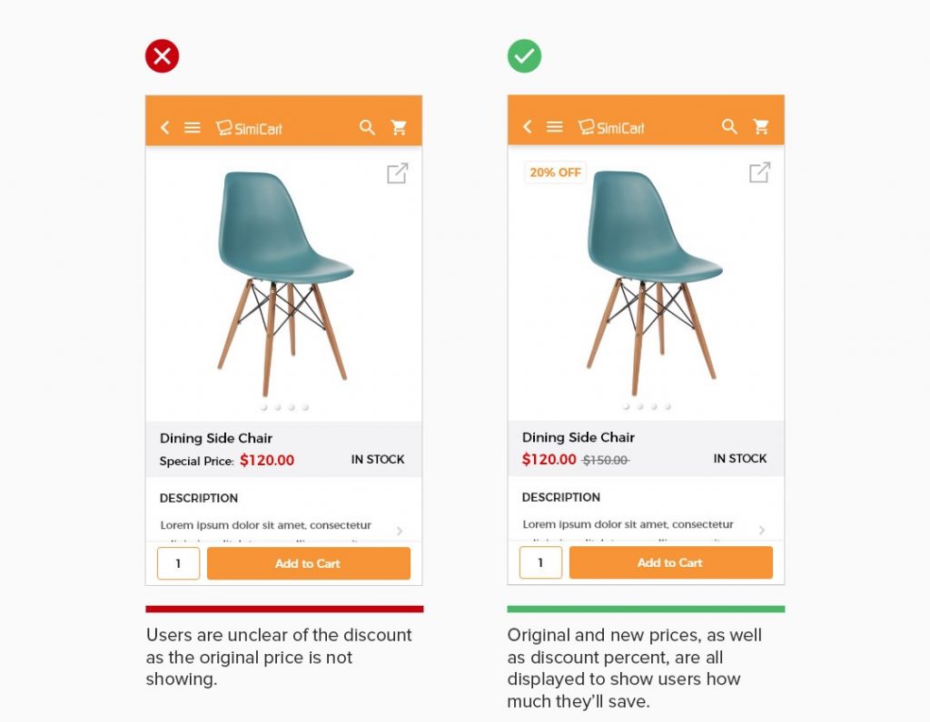 Show both regular / special price and percent discount