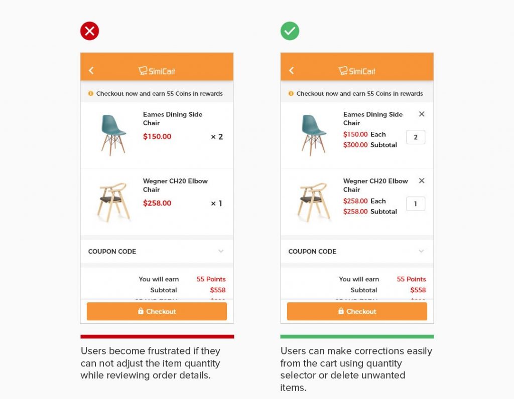 Allow users to edit cart items