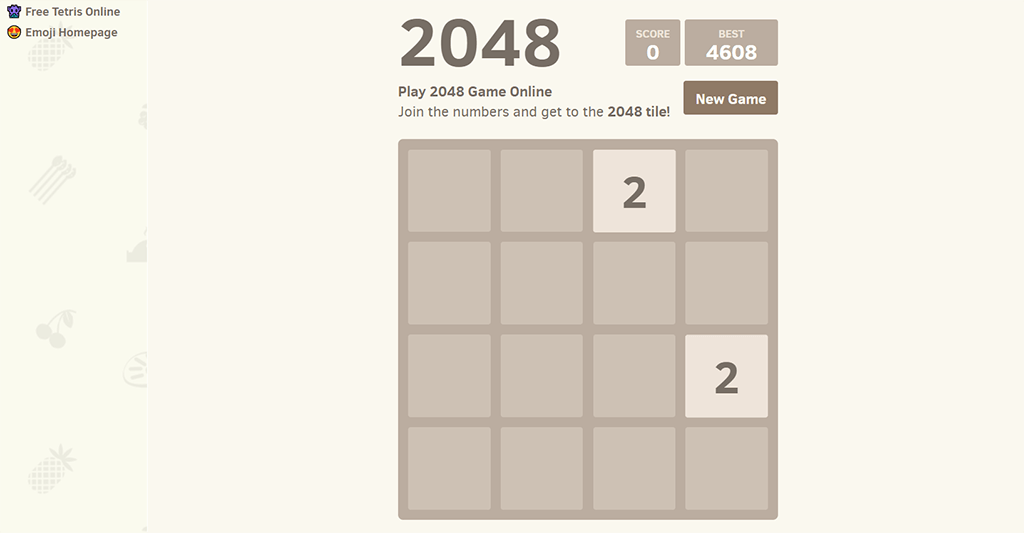 Game 2048 PWA on desktop