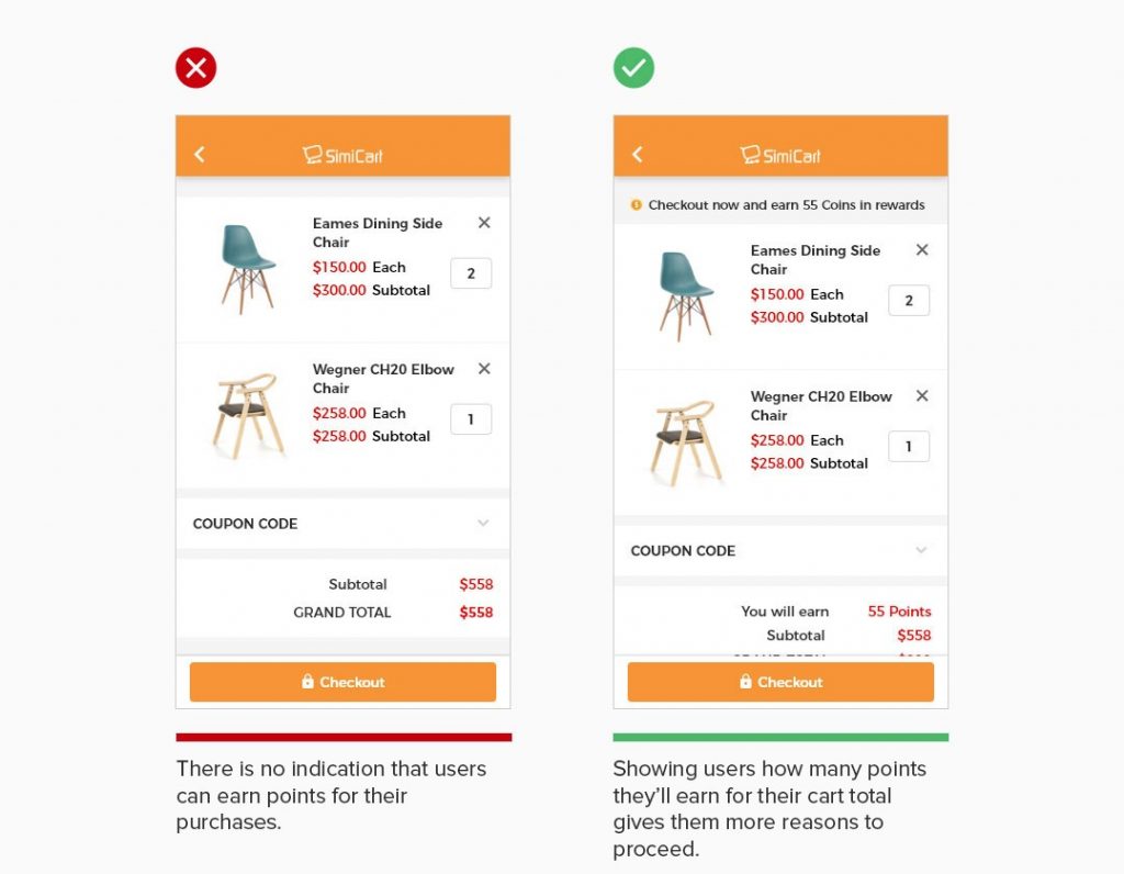Show users how many reward points they’ll earn