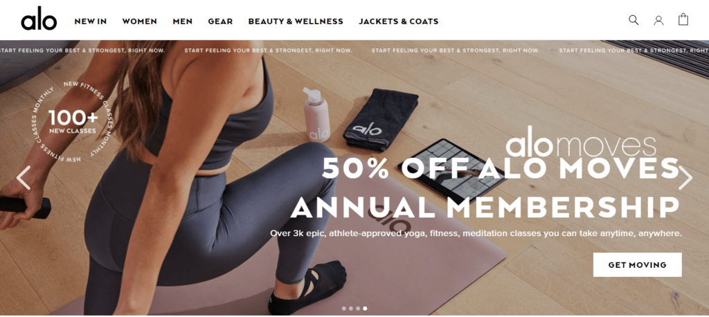 Alo Yoga website
