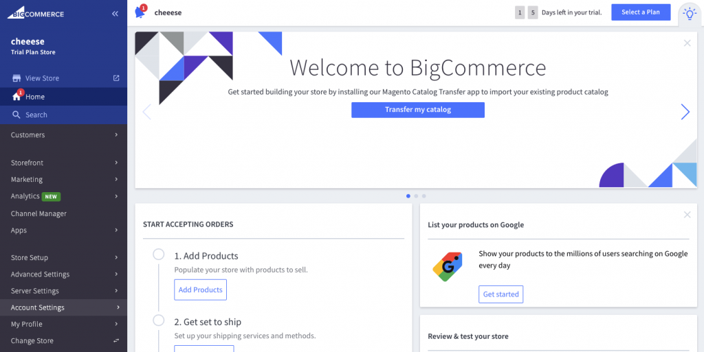 BigCommerce backend