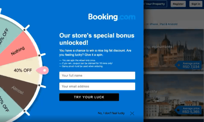 speacial bonus gamification popups