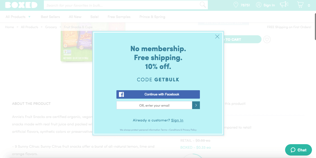 Freeship exit intent popup