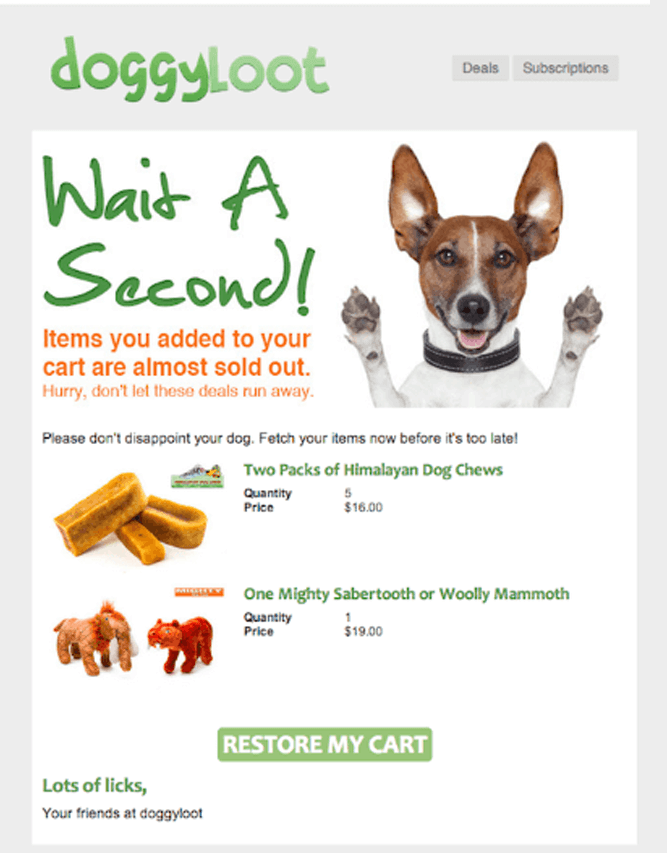 abandoned product email - pet food