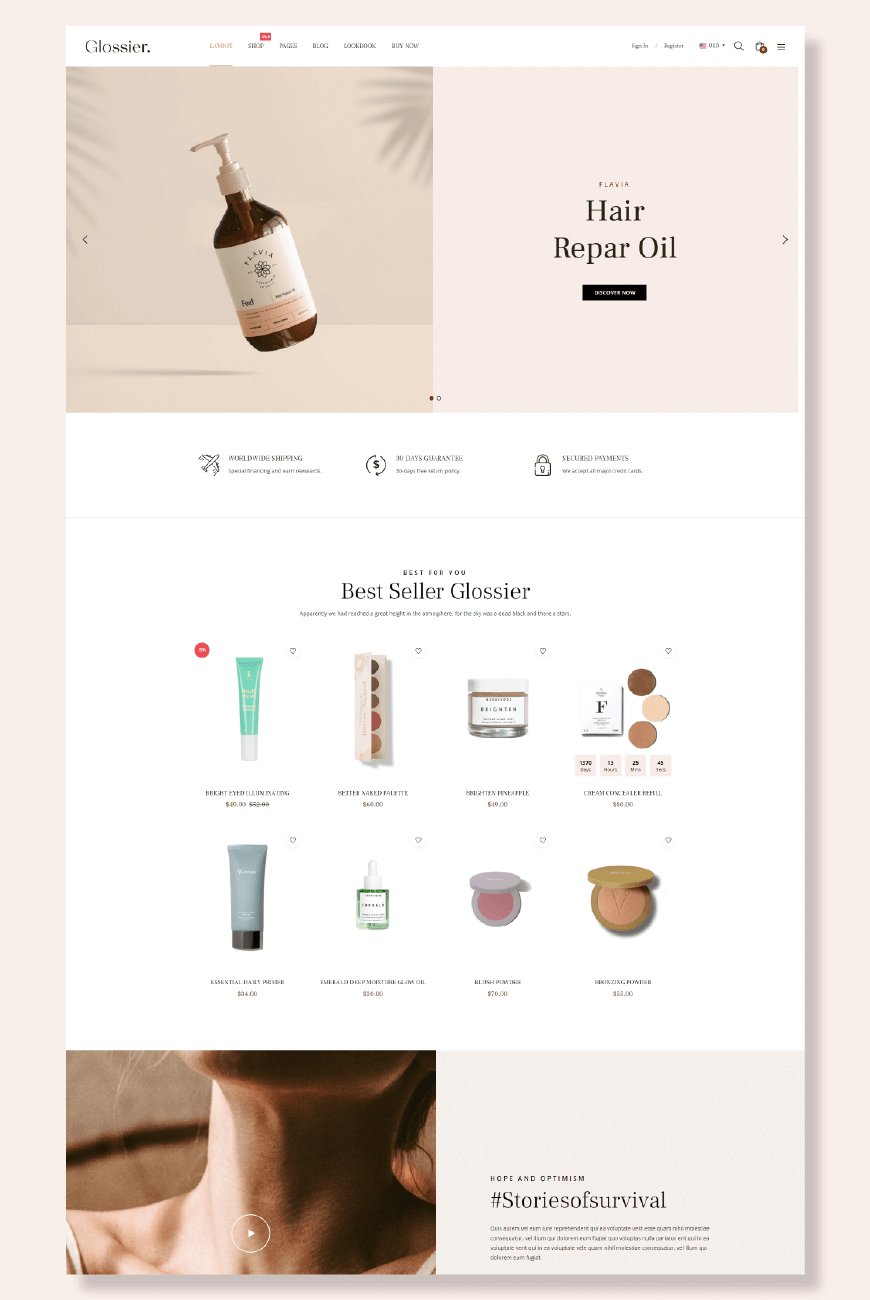 Glossier theme