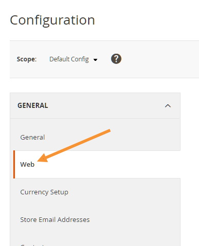 Web Configuration magento 2