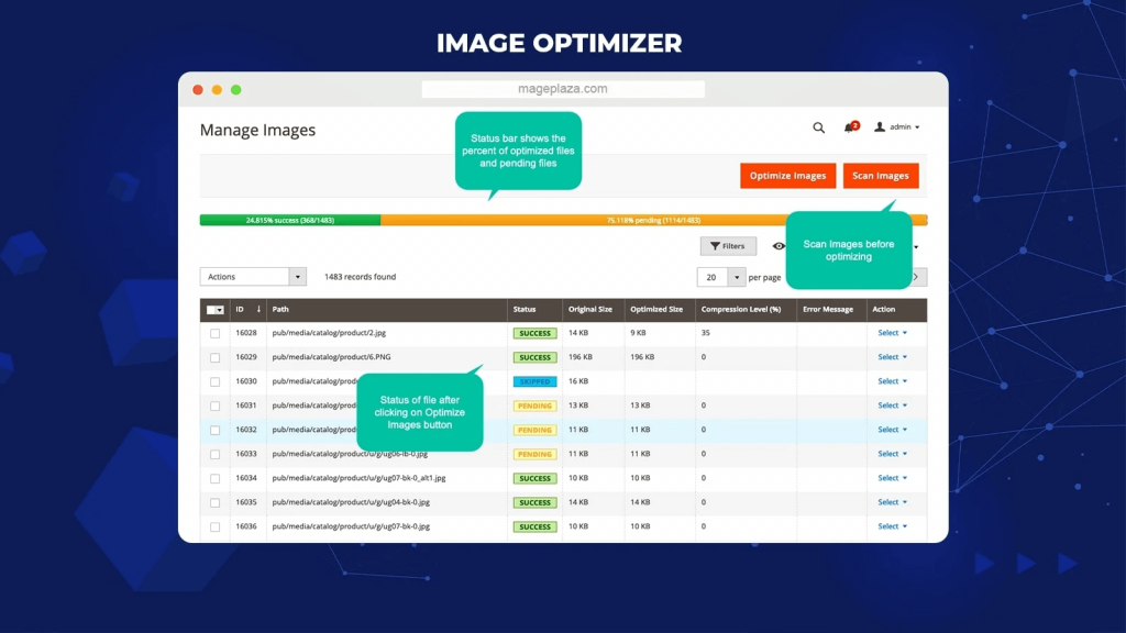 Image optimizer Mageplaza tool