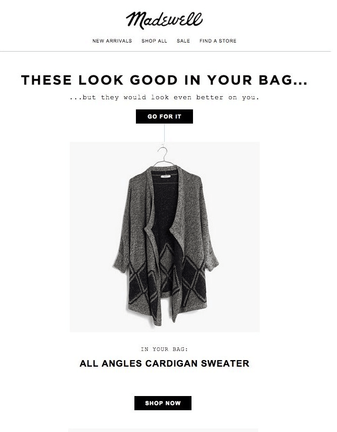 abandoned product email reminder - clothes