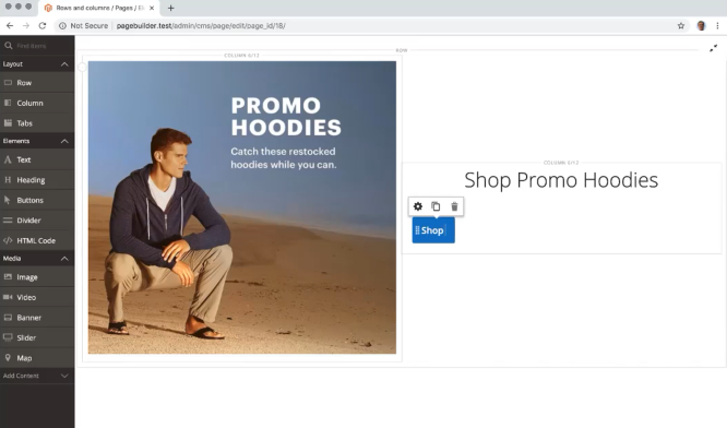 Magento page builder drag n drop