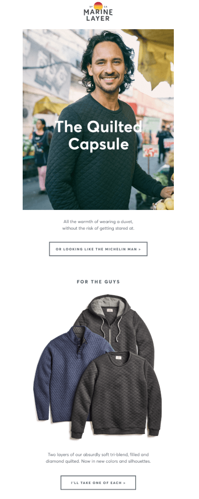 winter clothes recommendation email