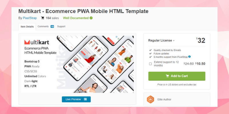 Multikart - Ecommerce PWA Mobile HTML Template by Pixel Strap
