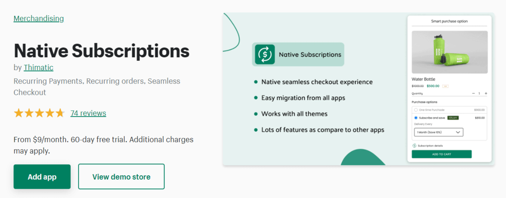 Native Subscriptions app