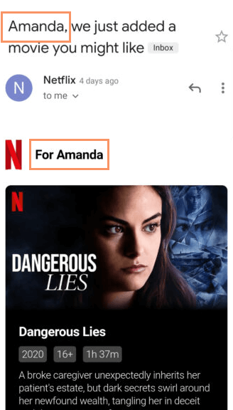 personalized subject name in email