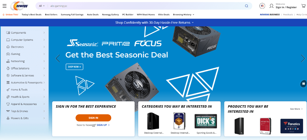 Newegg website