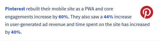 Pinterest PWA stats