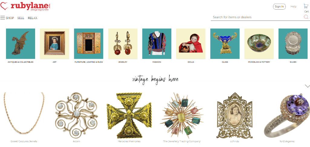 Ruby Lane website