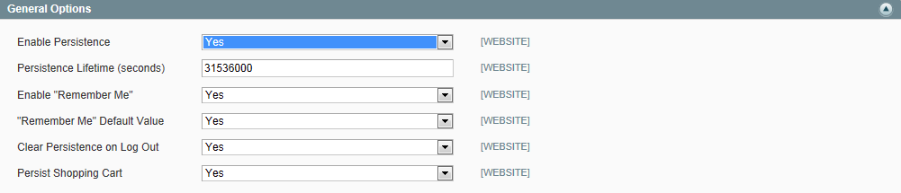 Configure Persistent Shopping Cart