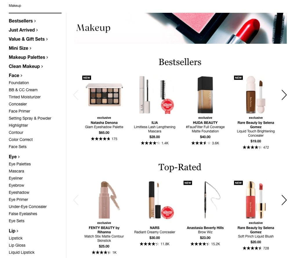 category page trending product recommendation