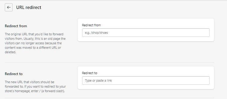Shopify 301 redirection