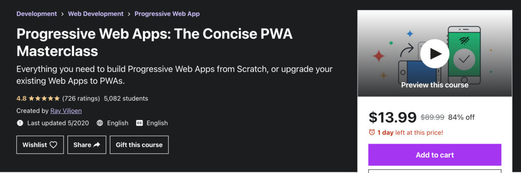 Concise progressive web apps course