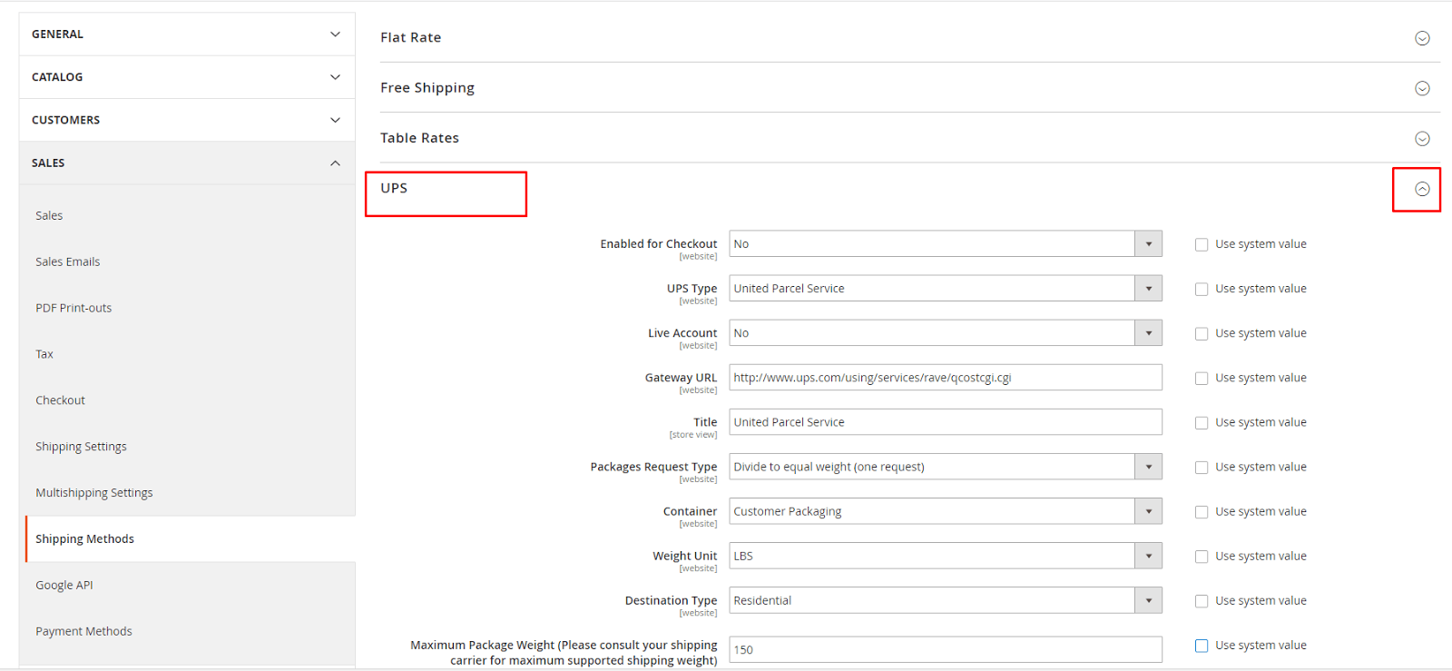 magento ups