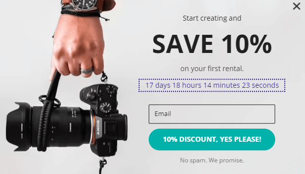 discounts email optin popup