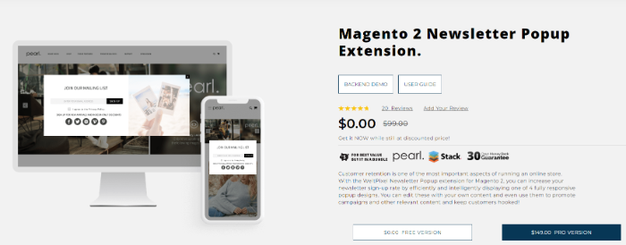Welt Pixel: Newsletter Popup & Exit Intent