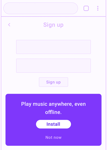 Install button on Sign-up page