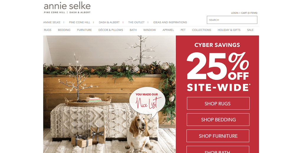 Annie Selke website storefront