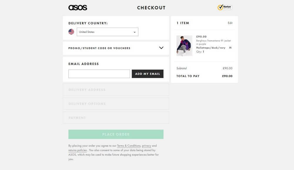 asos checkout