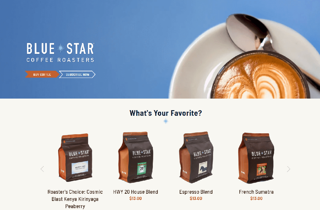 Blue Star Coffee Roaster website