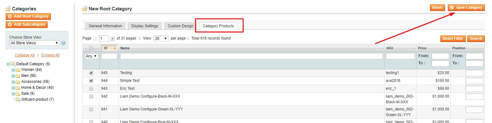 category products magento 1