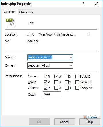 change file permission Magento