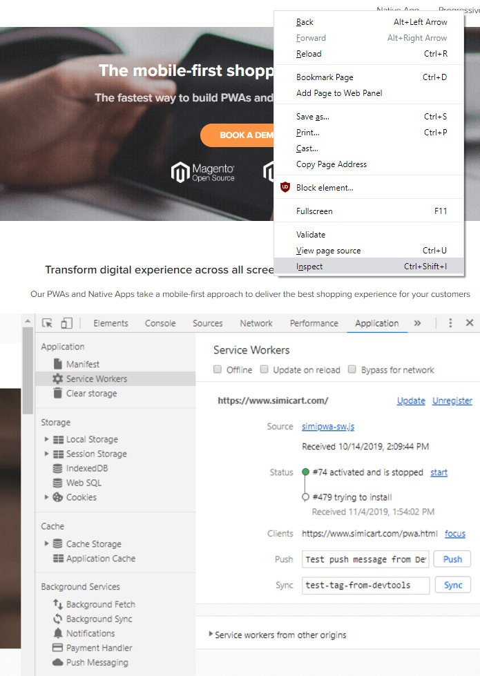 How to check service workers in browser