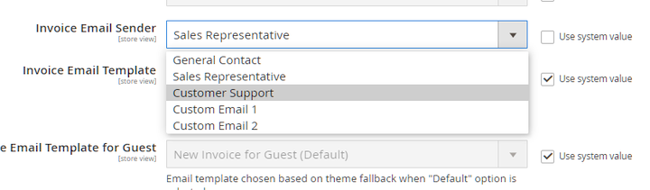 Choose sender email