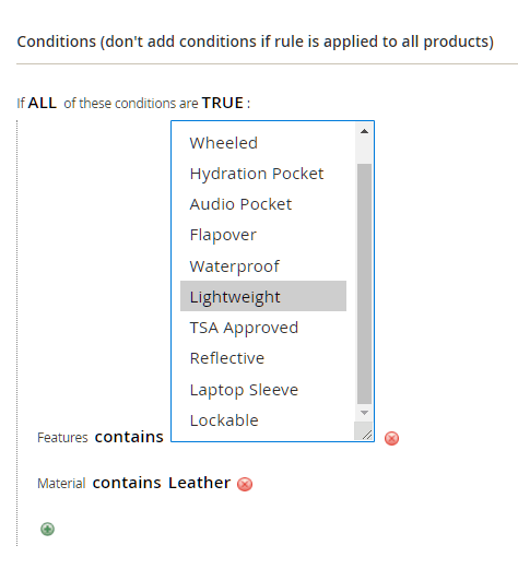 Catalog price rule - conditions