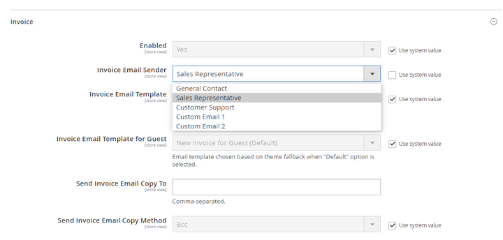 Configuring invoice automated emails