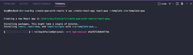 create react pwa project