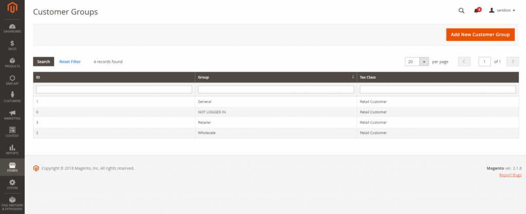 Customer group list magento 2