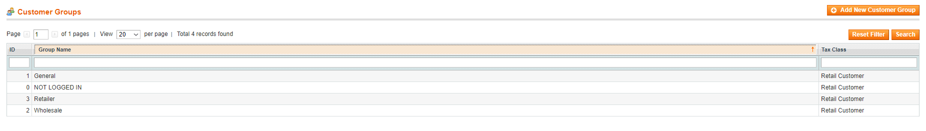 magento customer groups