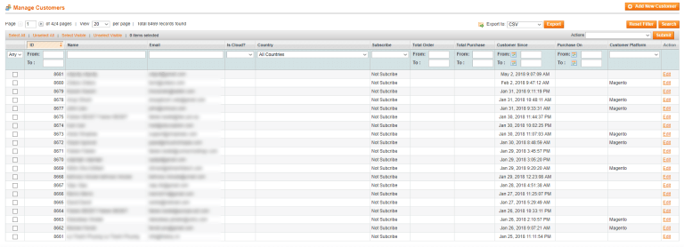 magento customers