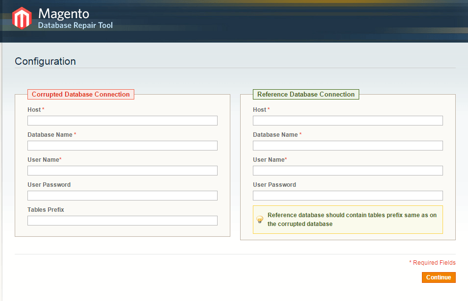 Magento database repair tool
