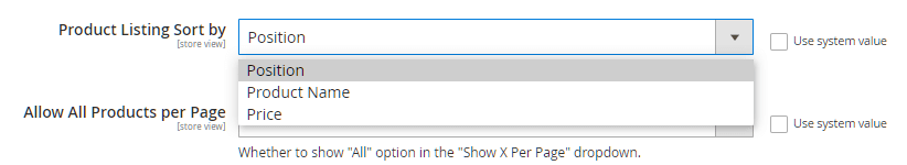 Product listing sort priority