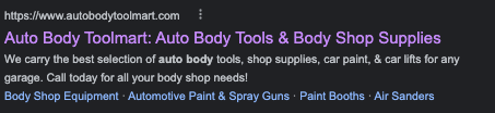 Autobodytoolmart eCommerce SEO title example
