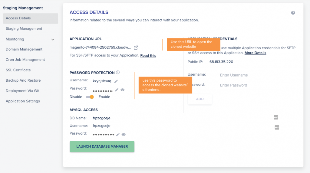 enter magento staging website