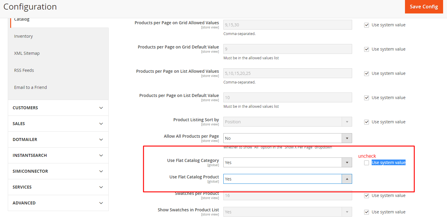 enable flat catalog magento 2