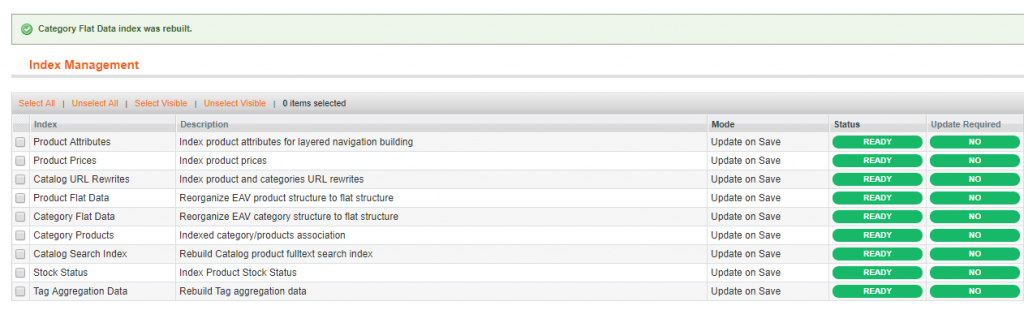 magento flat data indexed